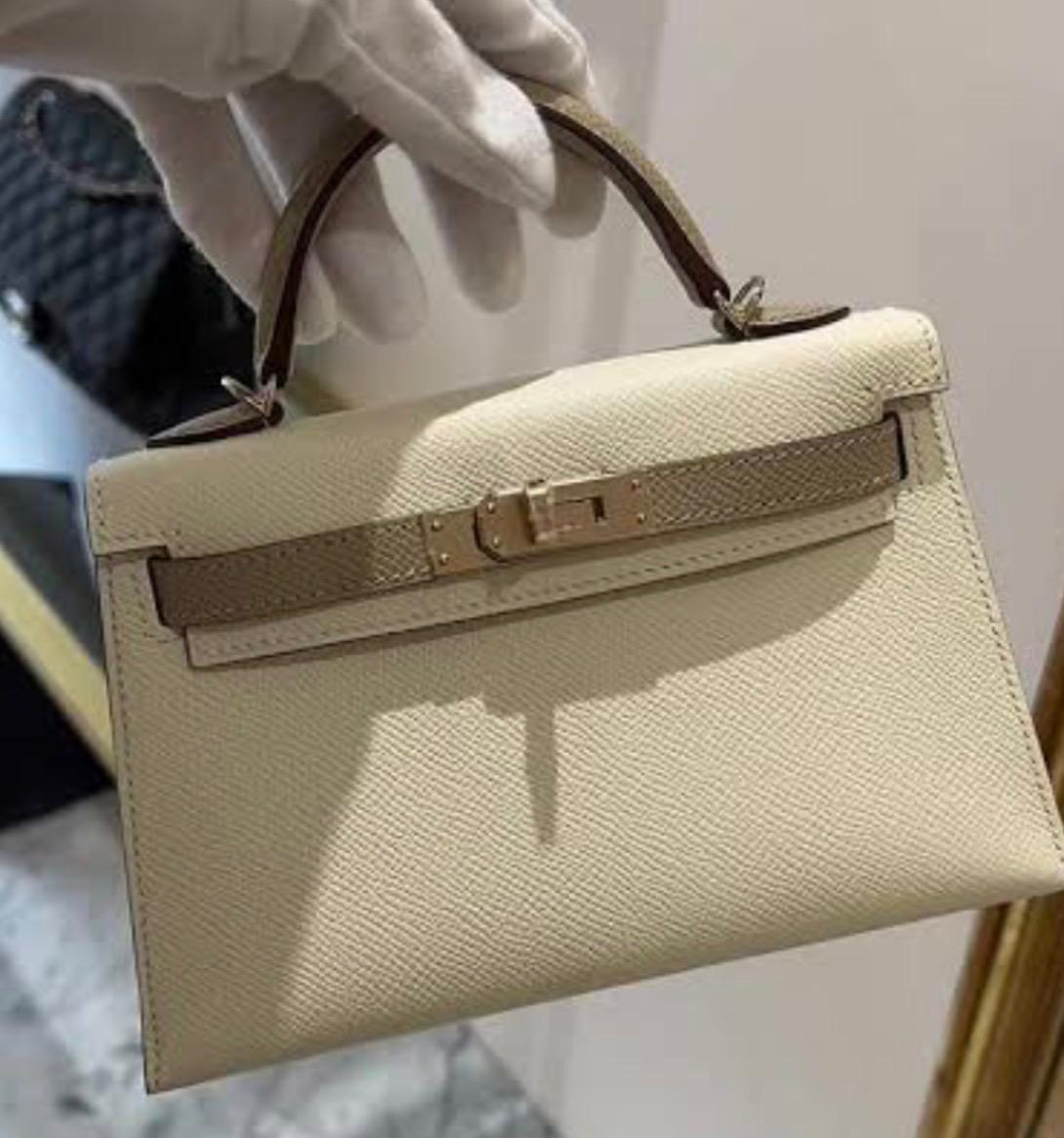 Hermès Mini K20 HSS Nata/Trench Epsom Palladium hardware