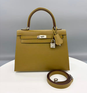Hermes Kelly 25 sellier bronze Madame interior framboise palladium hardware