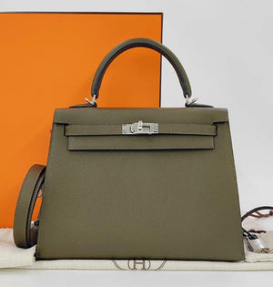 Hermes Kelly 25 Vert Loden Epsom Palladium hardware