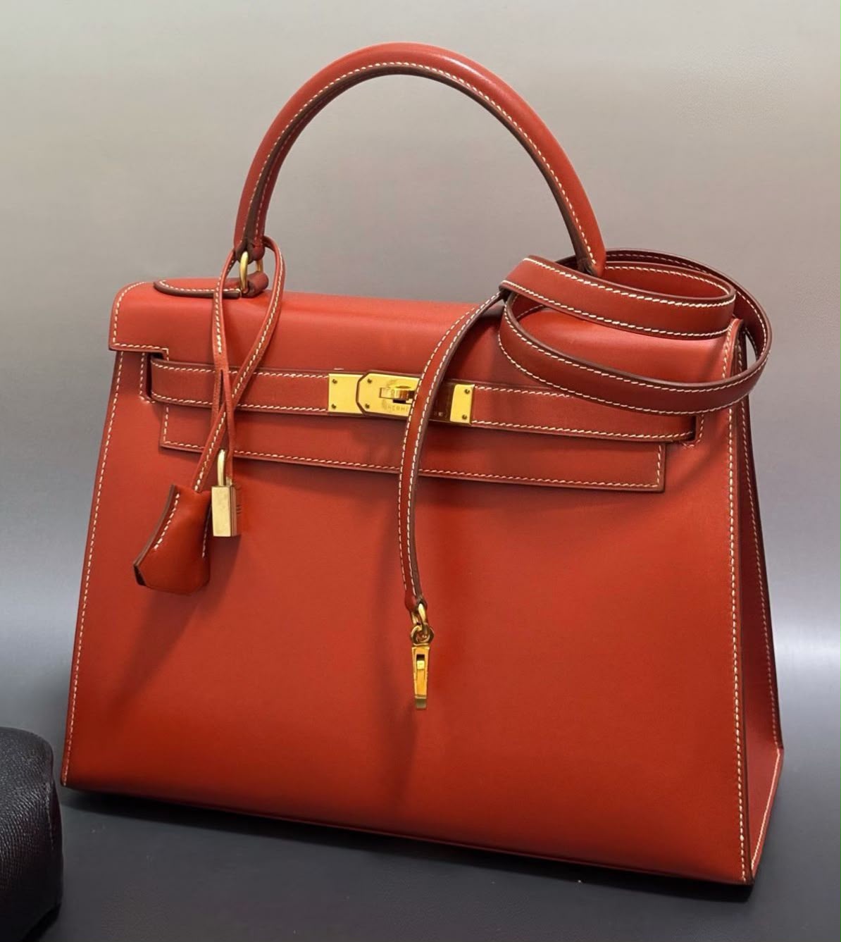 Hermes Kelly 28 Sienne Box gold hardware