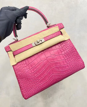 Hermes Kelly 25 rose poupre matte alligator Palladium hardware