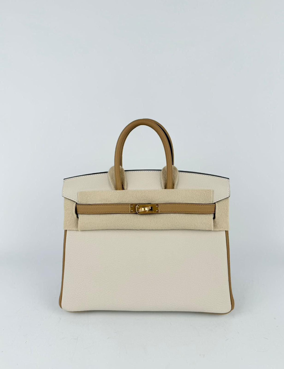 Hermes Birkin 25 HSS Craie/Biscuit Togo Brushed gold hardware
