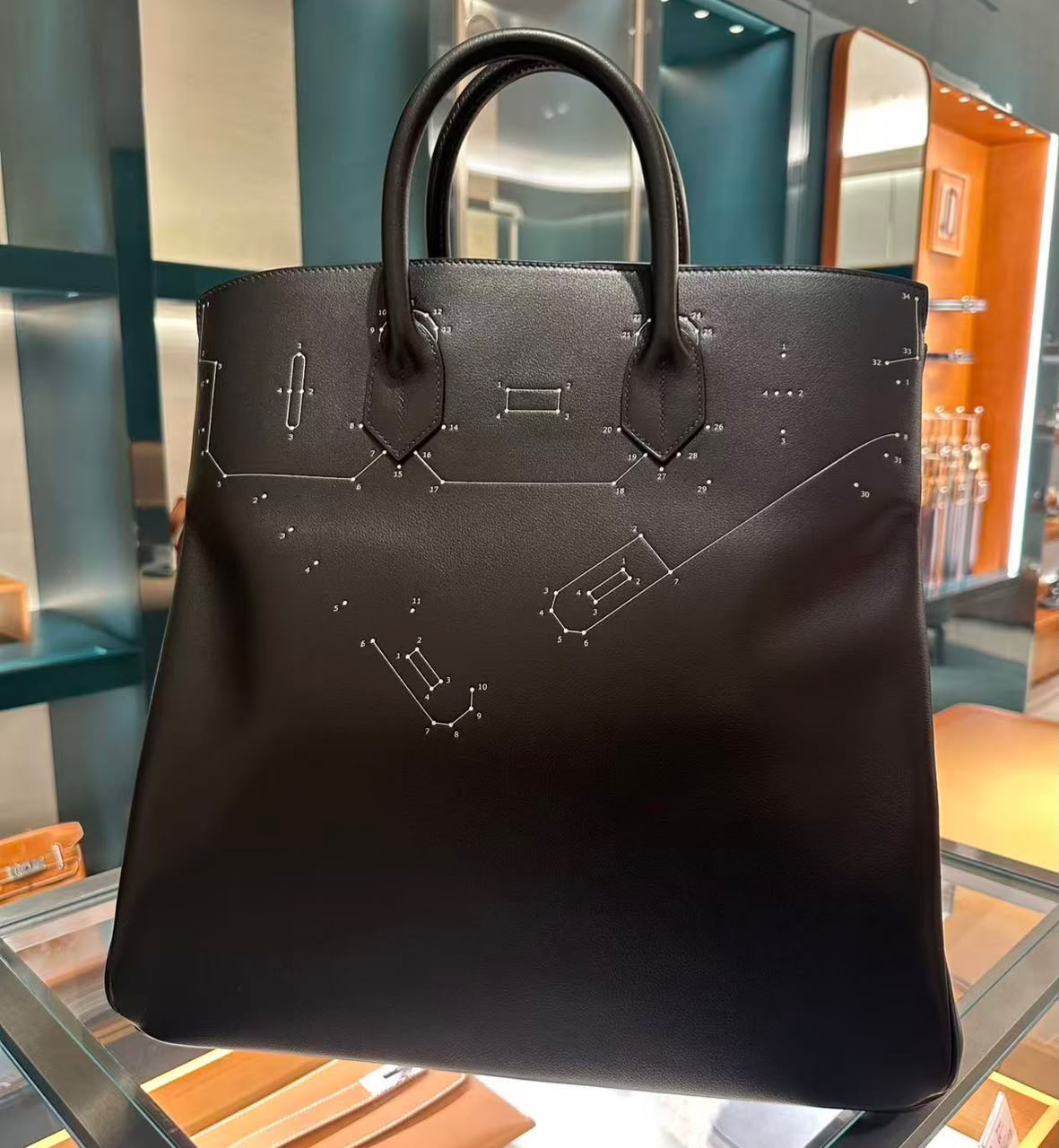 Hermes HAC 40 A Relier Black Evergrain Palladium hardware