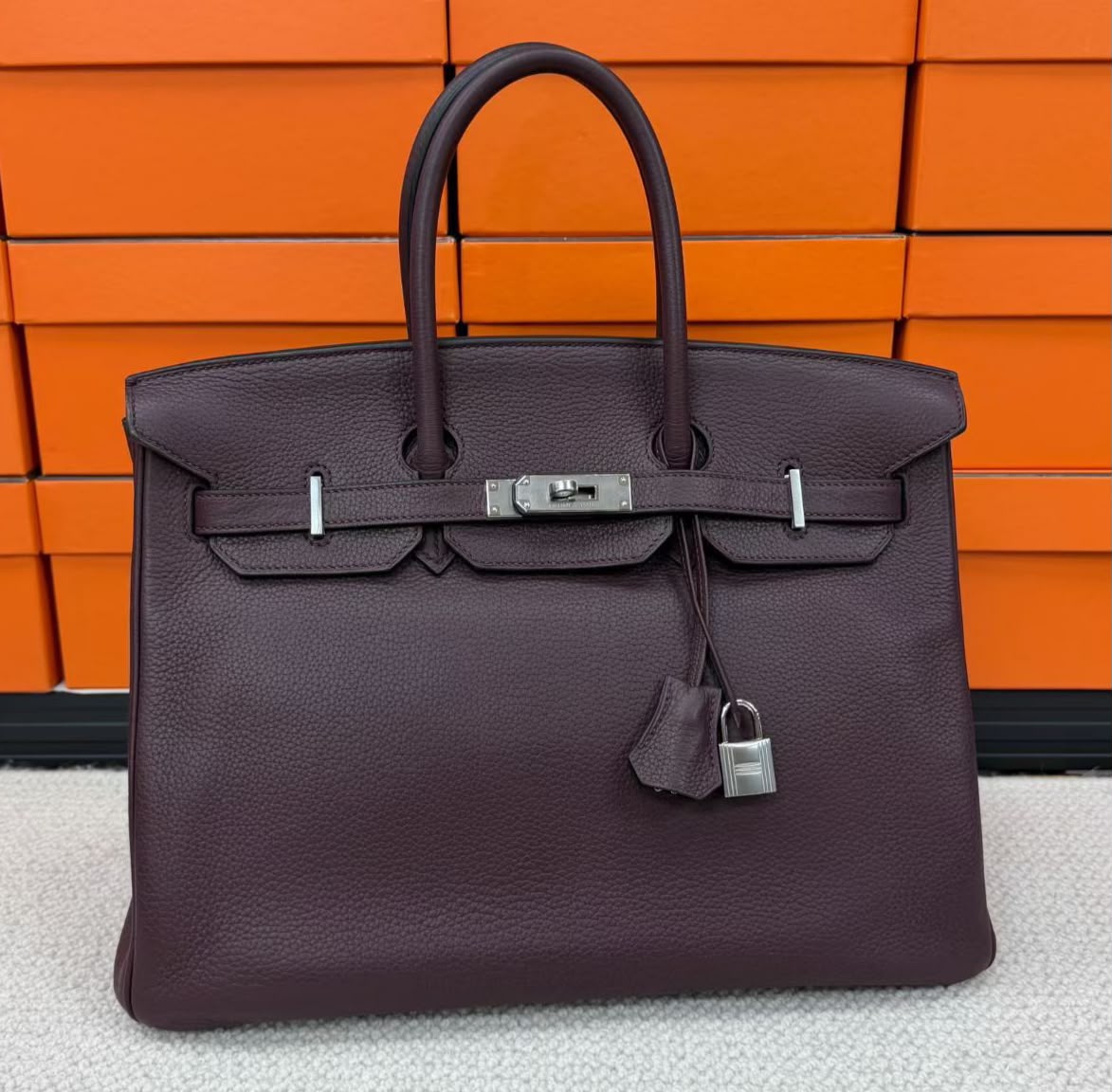 Hermes Birkin 35 Bordeaux Togo Palladium hardware