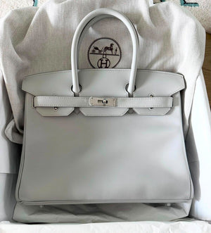 Hermes Birkin 30 Gris Perle Tadelakt Guilloché hardware
