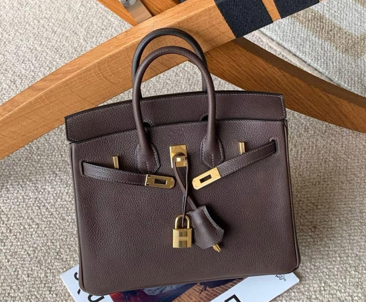 Hermes Birkin 25 Ebene Barenia Gold hardware