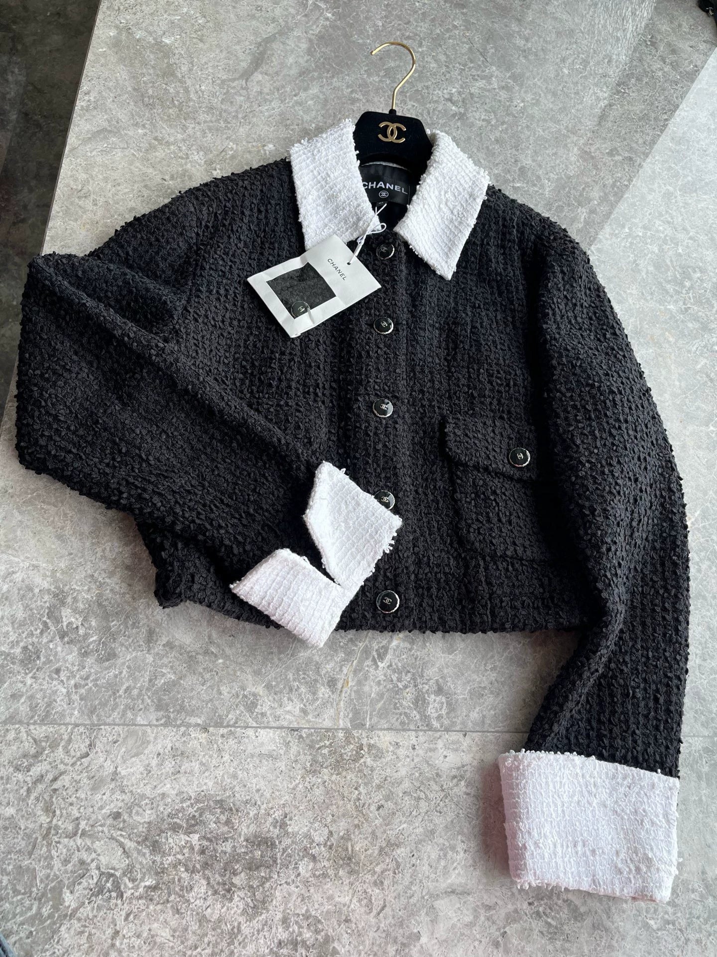 Chanel 25p black tweed jacket