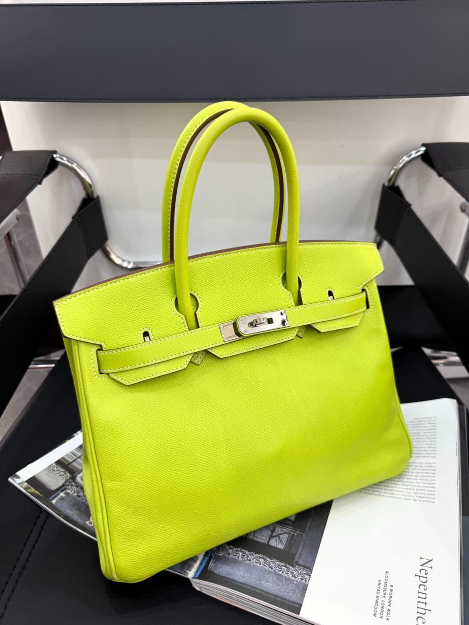 Hermes Birkin 30 Kiwi Epsom Palladium hardware