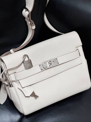 Hermes Kelly Messenger Craie Togo Palladium hardware