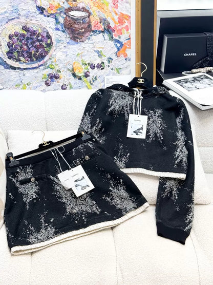 Chanel 25B grey/black hoodie and skirt set
