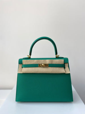 Hermes Kelly 25 Vert Jade Epsom Gold hardware