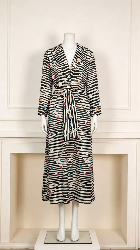 Chanel 24S black & white Polka Dot long coat