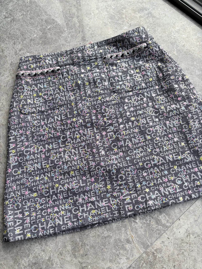 Chanel 24c all-over logo print midi skirt