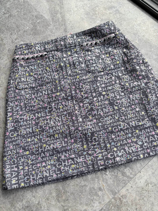 Chanel 24c all-over logo print midi skirt