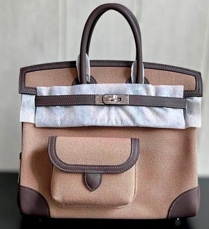 Hermes Birkin 25 Cargo Mousse Toile & Ecorce Swift Palladium hardware