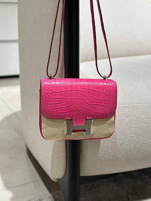 Hermes Constance 18 Rose Shocking Matte Alligator Palladium hardware