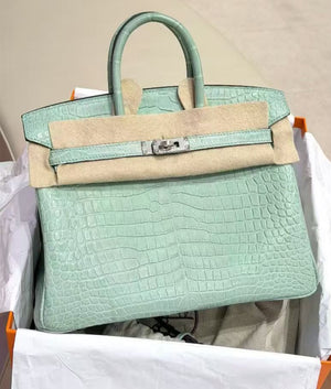 Hermes birkin 25 vert d’eau matte porosus palladium hardware
