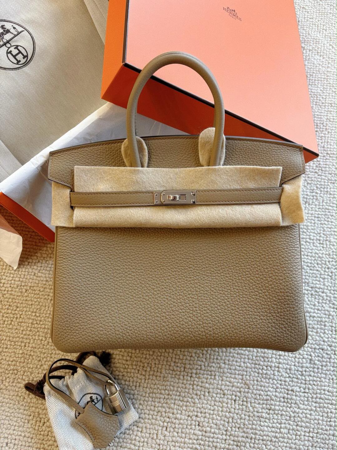 Hermes Birkin 25 Beige Marfa Togo Palladium hardware