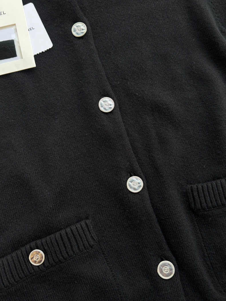 Chanel 25P Black Knit Cardigan