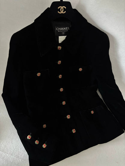 Chanel 96A Black Velvet Jacket