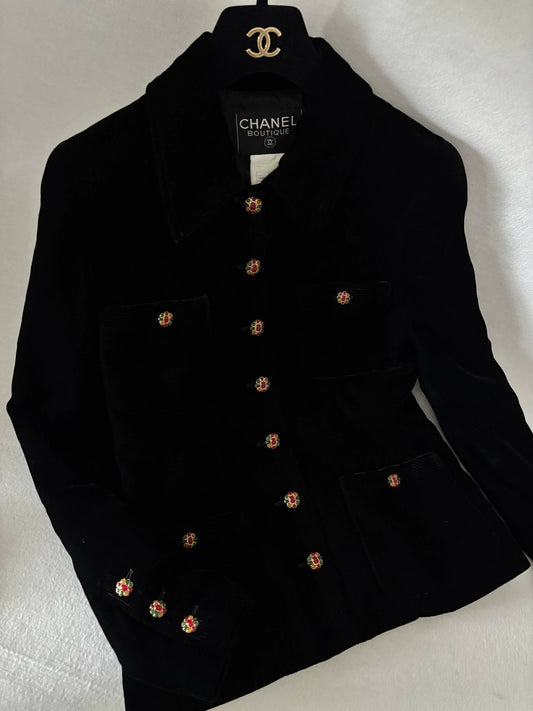 Chanel 96A Black Velvet Jacket