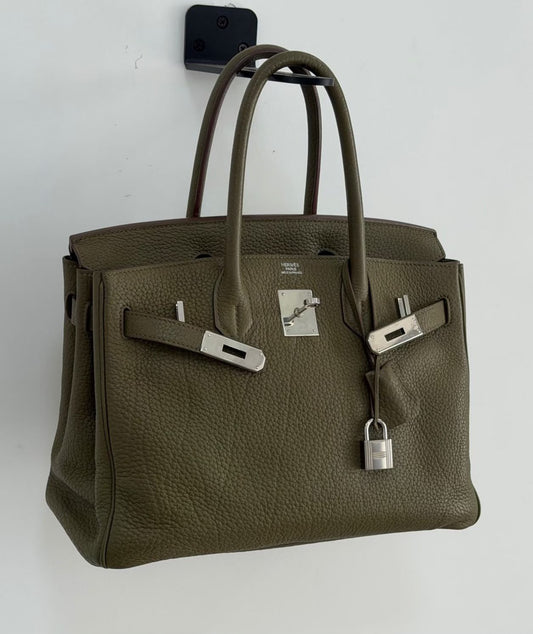 Hermes Birkin 30 Vert Olive Fjord Palladium hardware
