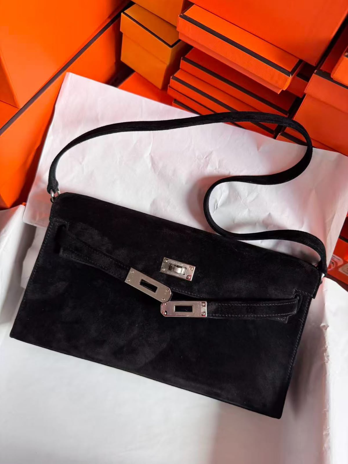 Hermes Kelly Elan Black Doblis Palladium hardware