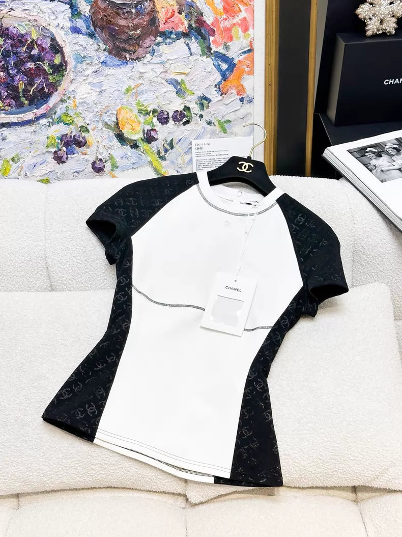 Chanel 24C black and white t-shirt