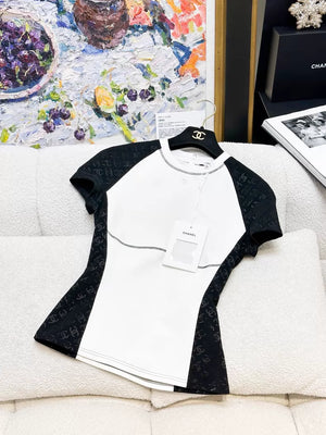Chanel 24C black and white t-shirt