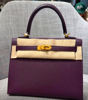 Hermes Kelly 25 Cassis Madame Gold hardware
