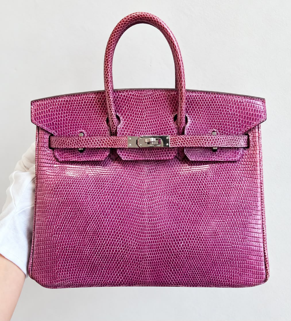 Hermes Birkin 25 violet lizard palladium hardware