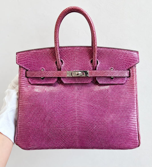 Hermes Birkin 25 violet lizard palladium hardware