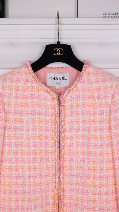 Chanel 19 Pink-Orange tweed Jacket