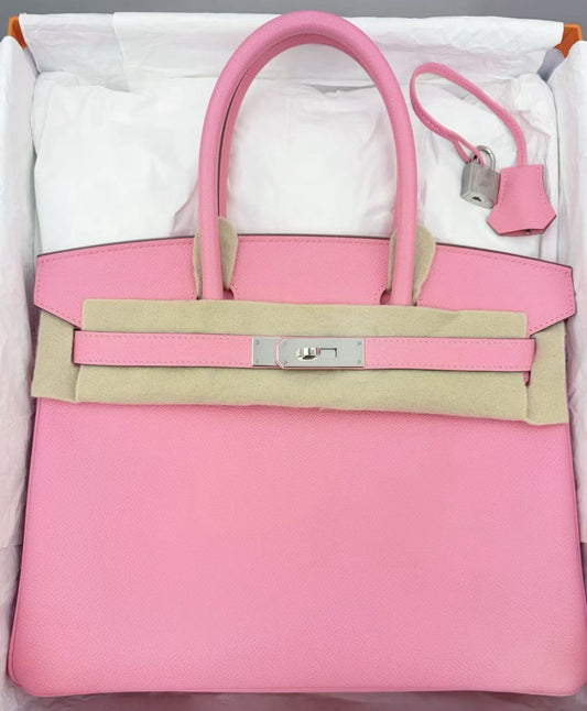 Hermes Birkin 30 Rose Confetti Epsom Palladium hardware