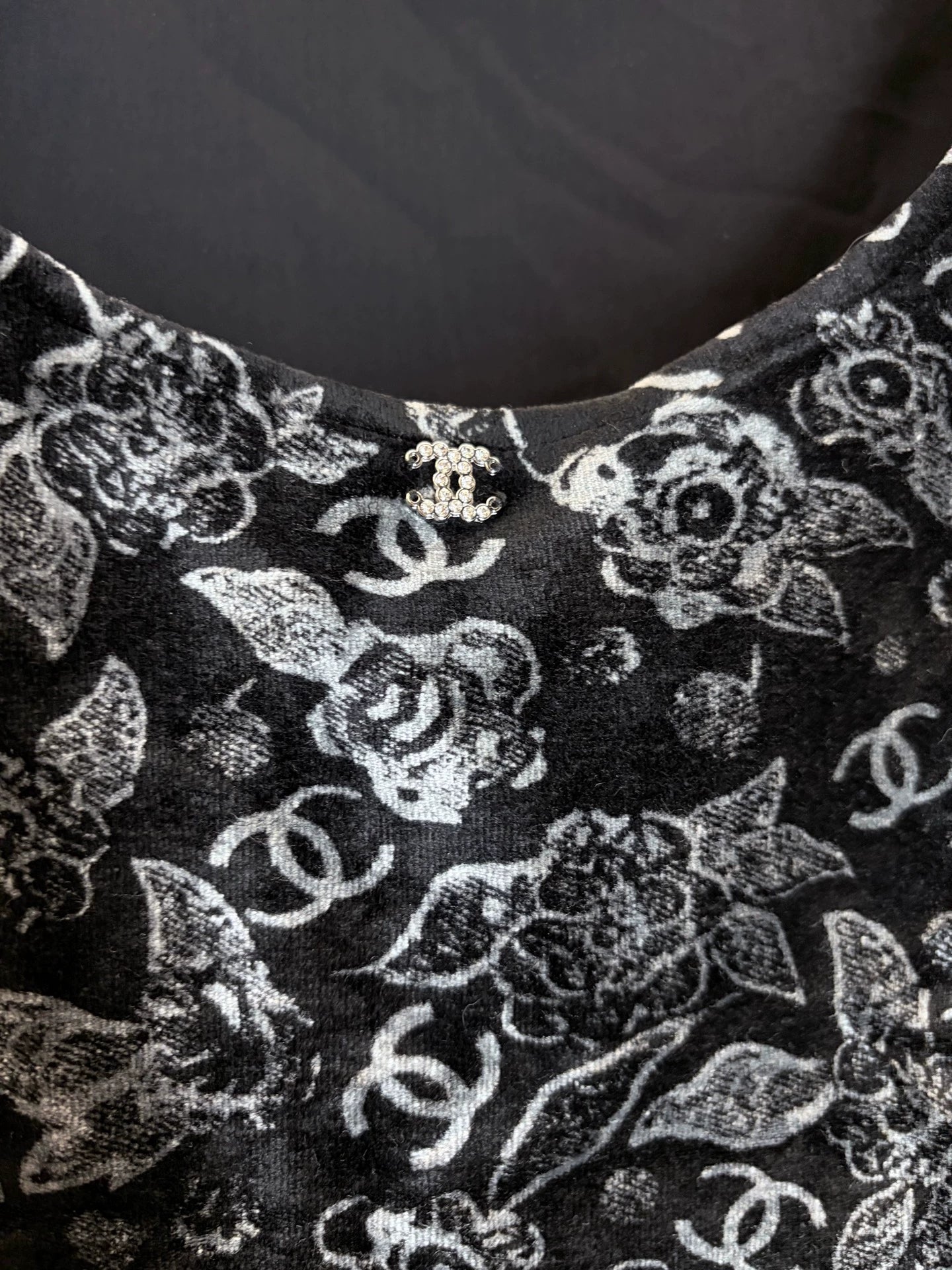 Chanel 24B Black Velvet T-Shirt