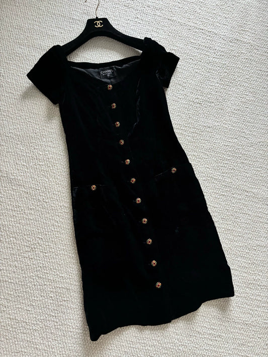 Chanel 96A Black Velvet Dress