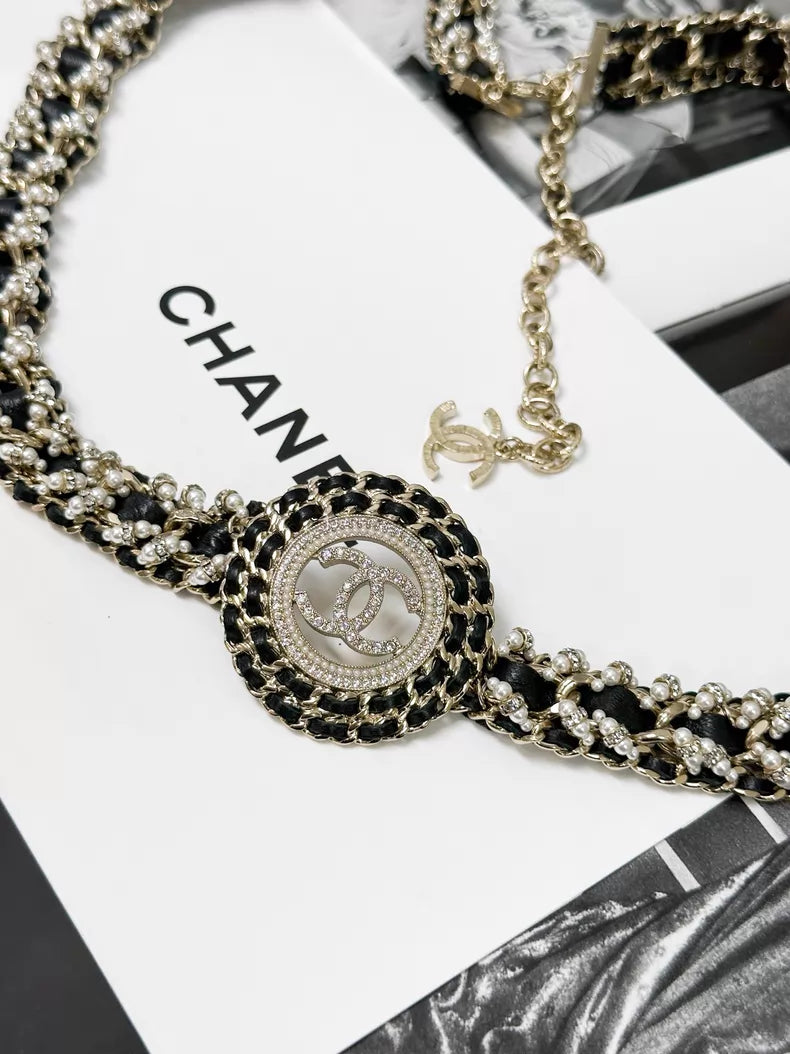 Chanel 20K CC leather chain necklace