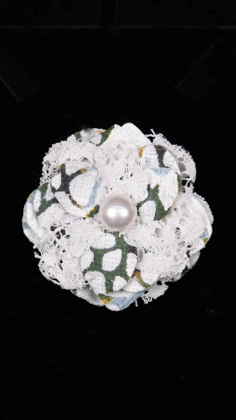 Chanel lace pearl camellia brooch