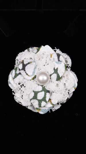 Chanel lace pearl camellia brooch