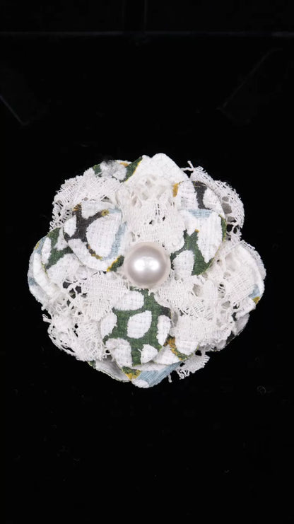 Chanel lace pearl camellia brooch