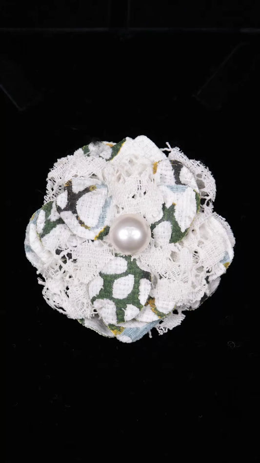 Chanel lace pearl camellia brooch