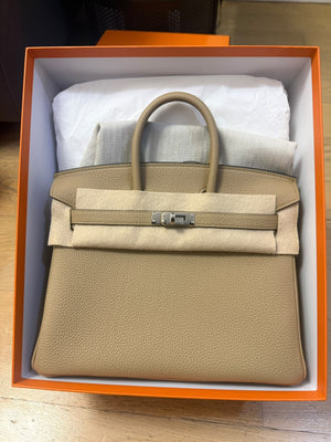 Hermes Birkin 25 Poussiere Togo Palladium hardware