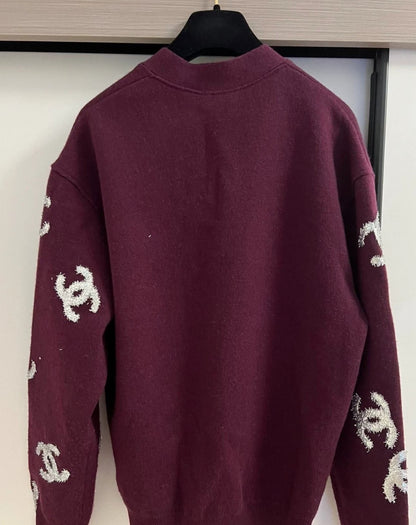 Chanel 22A burgundy cardigan