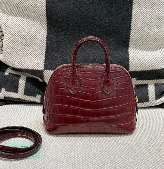 Hermes mini bolide Bordeaux matte alligator gold hardware