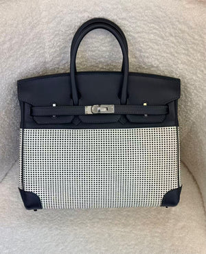 Hermes Birkin 25 quadrille Caban Palladium hardware