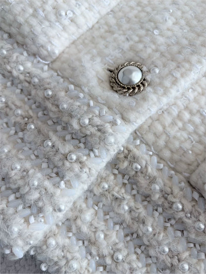 Chanel 18A Off-White Tweed Woven Jacket