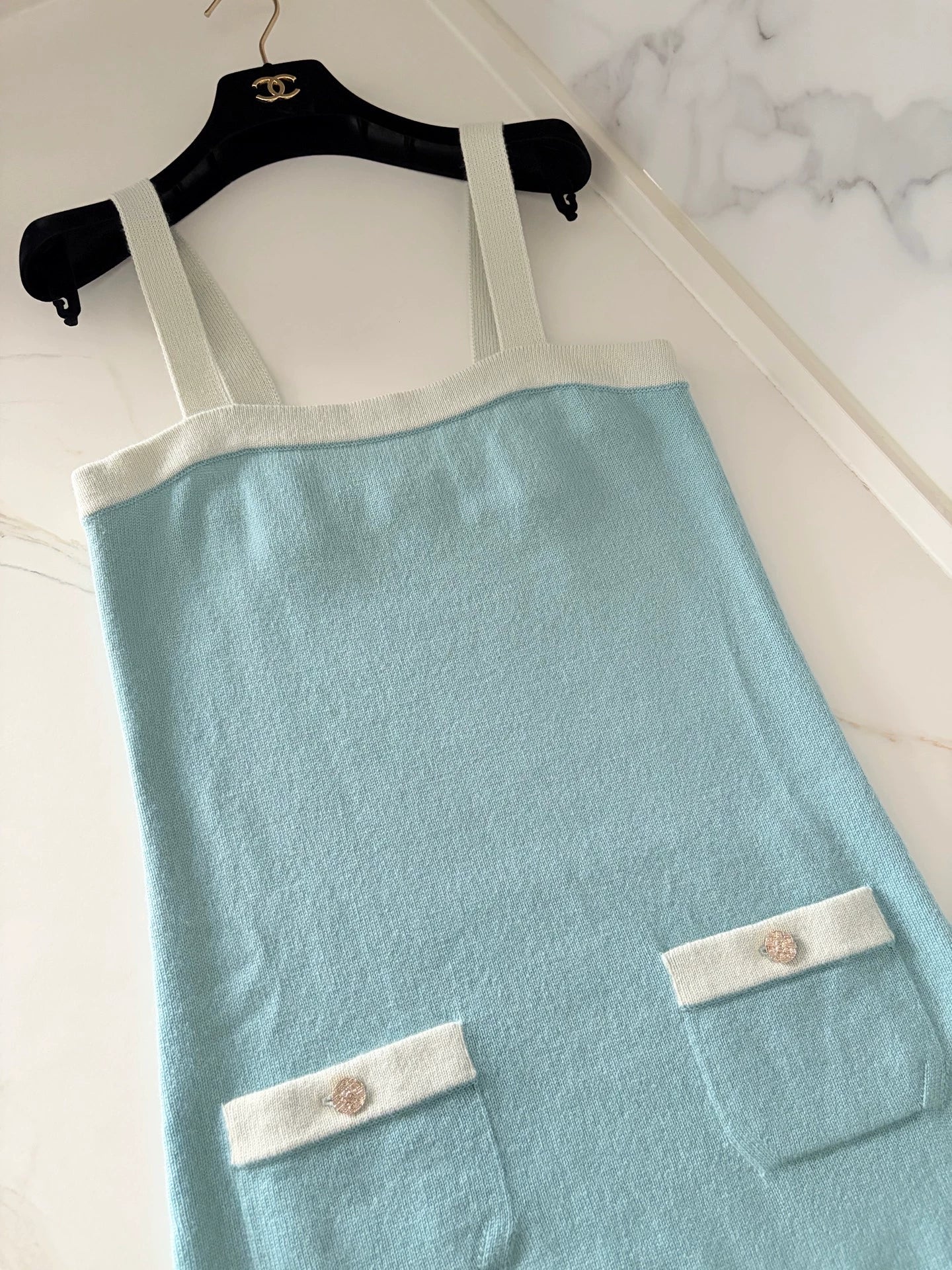 Chanel 25a Blue Cashmere Dress