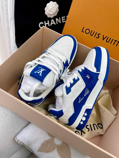 Louis Vuitton 23 limited edition white and blue trainer sneakers