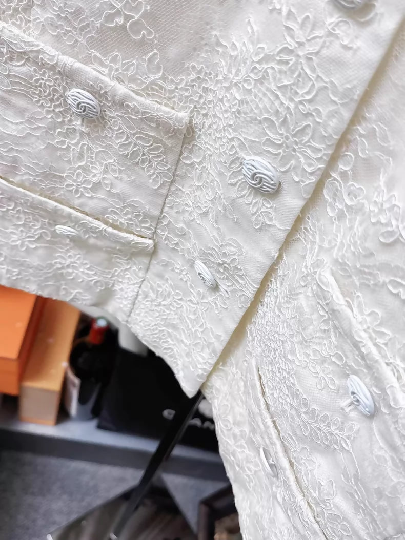 Chanel 20C White Floral Lace Jacket