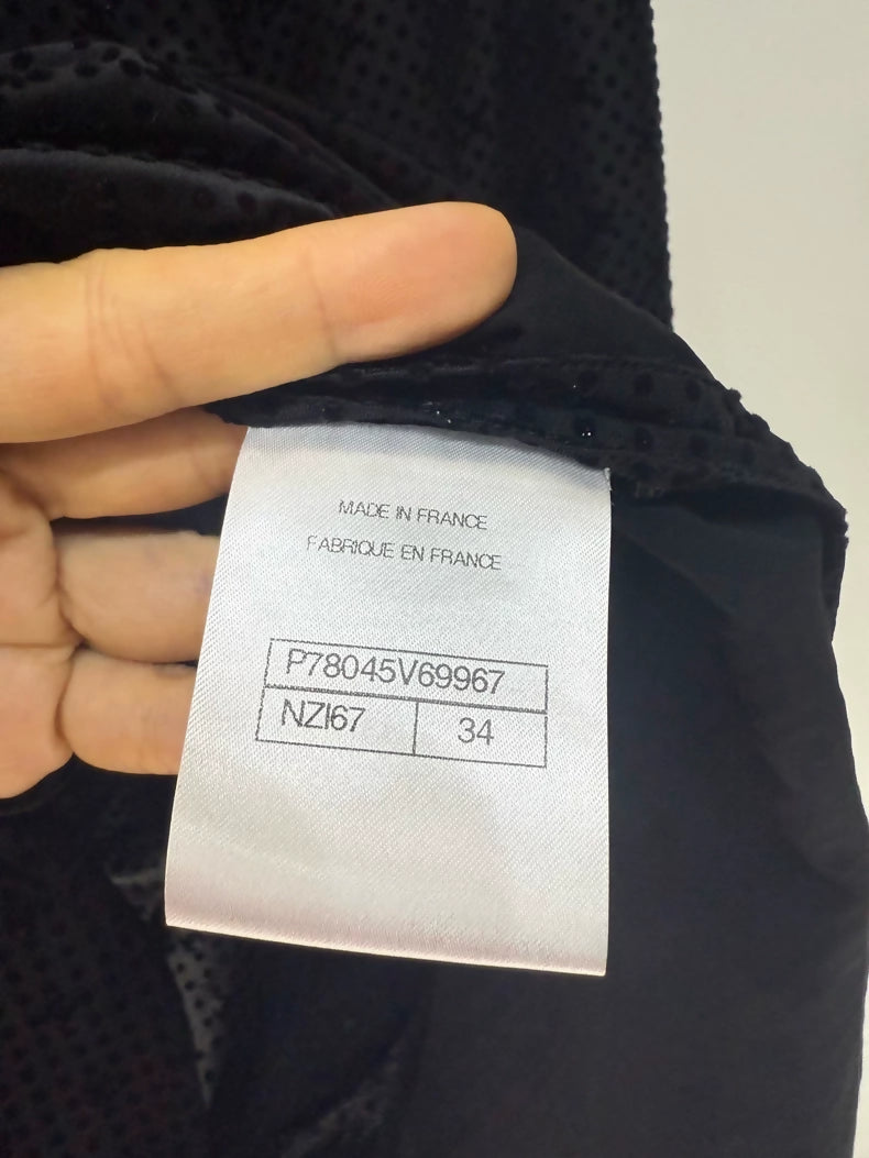 Chanel 24B Black Velvet Double C Logo Shirt,